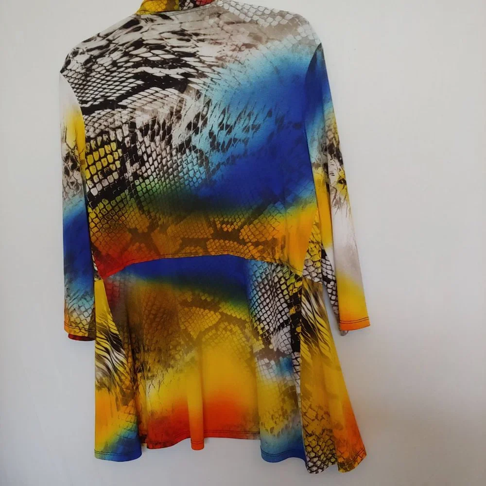 Frank Lyman snake pattern colorful open jacket size 14 - Picture 10 of 13